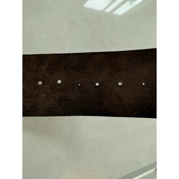 Genuine Ostrich Wide Leather Belt Womens Size Medium Dark Brown‎ - Picture 8 of 14